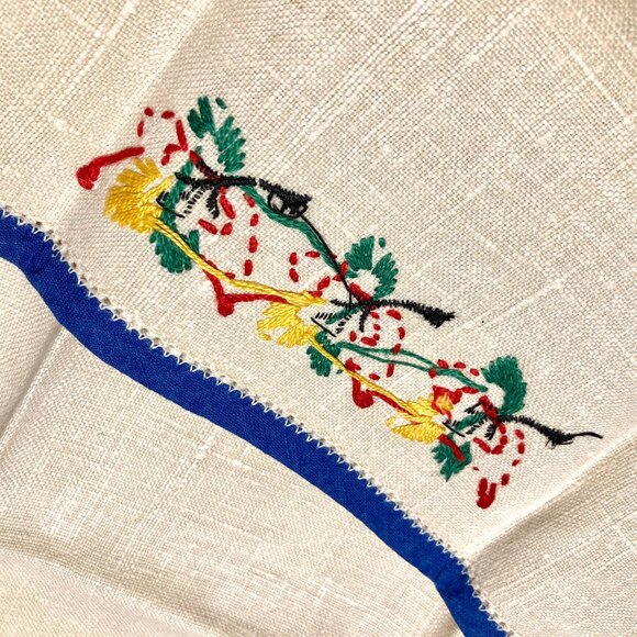Set of 3 Vintage 100% Linen Hand Towels w Embroidery - Picture 2 of 8